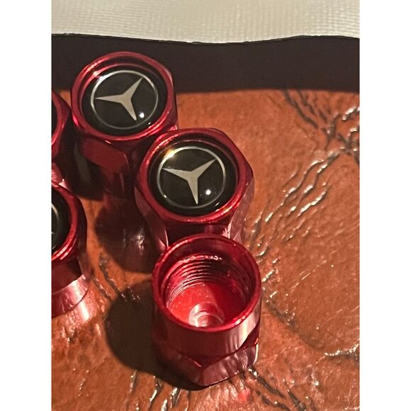 NEW mercedes benz red tire Valve Stem Caps - Picture 3 of 3